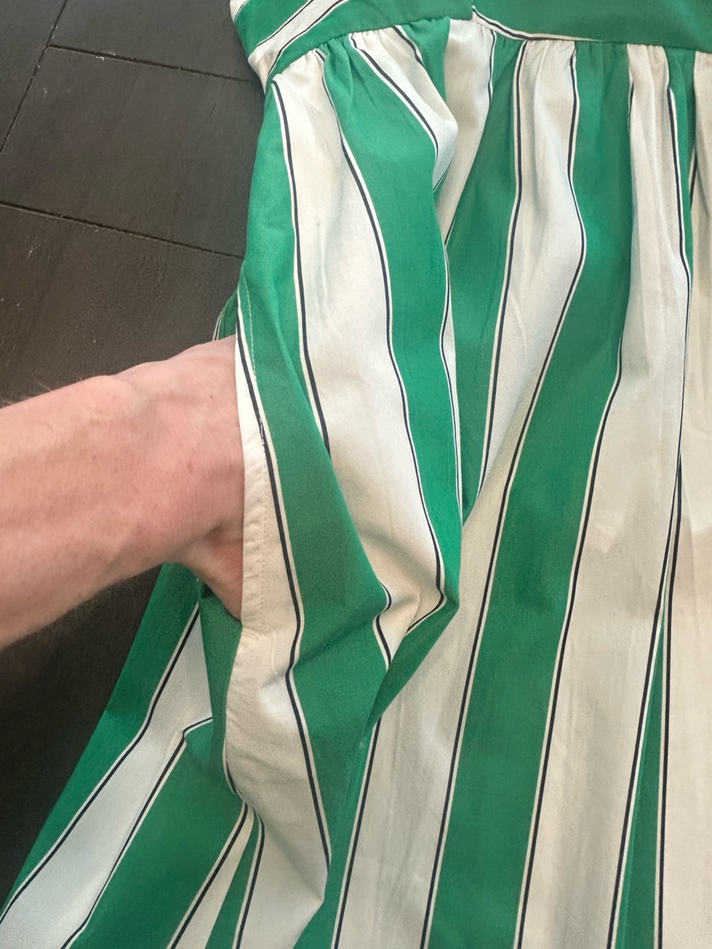 Gap green white striped poplin tie-back feminine coquette bow detail dress NWT S - Picture 8 of 11